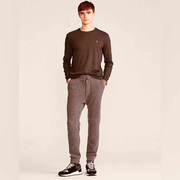 POLO RALPH LAUREN Men’s Heather Brown Custom Fit Long Sleeve Tee T-Shirt - Picture 13 of 16